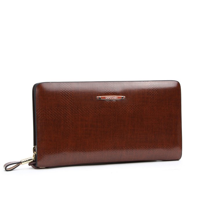 Clutch da bò 1 ngăn khóa sang trọng- Nâu - VOC19