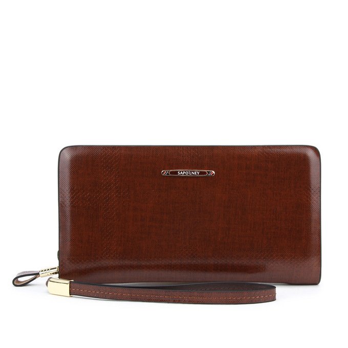 Clutch da bò 1 ngăn khóa sang trọng- Nâu - VOC19