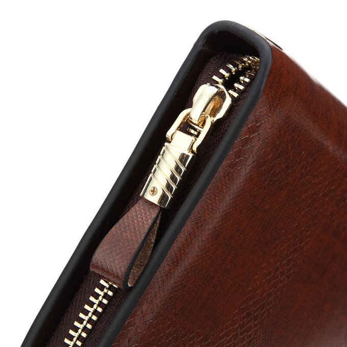 Clutch da bò 1 ngăn khóa sang trọng- Nâu - VOC19