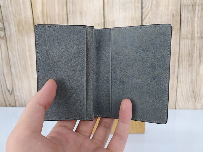 Bóp da thật màu xám VDD62