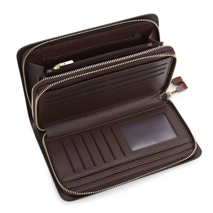Clutch cầm tay 2 ngăn khóa màu nâu VOC18