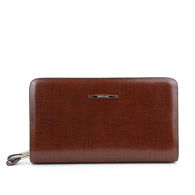 Clutch cầm tay 2 ngăn khóa màu nâu VOC18