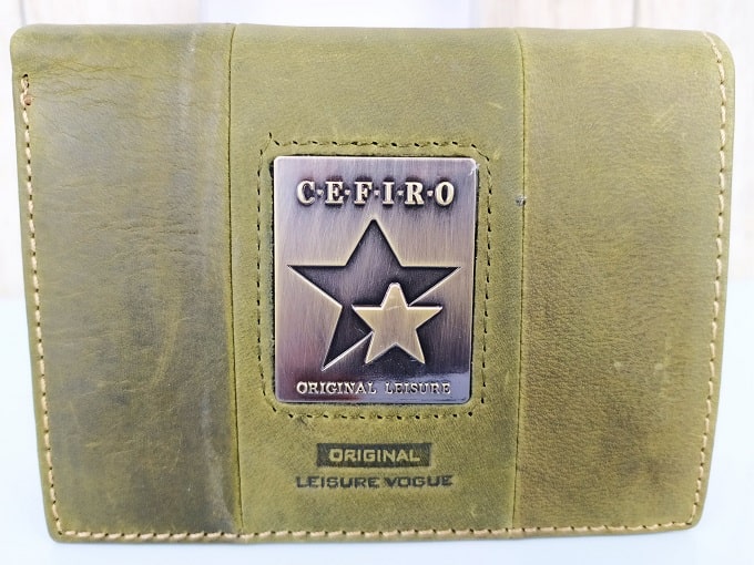 Ví da Cefiro dáng đứng màu xanh rêu VDD65