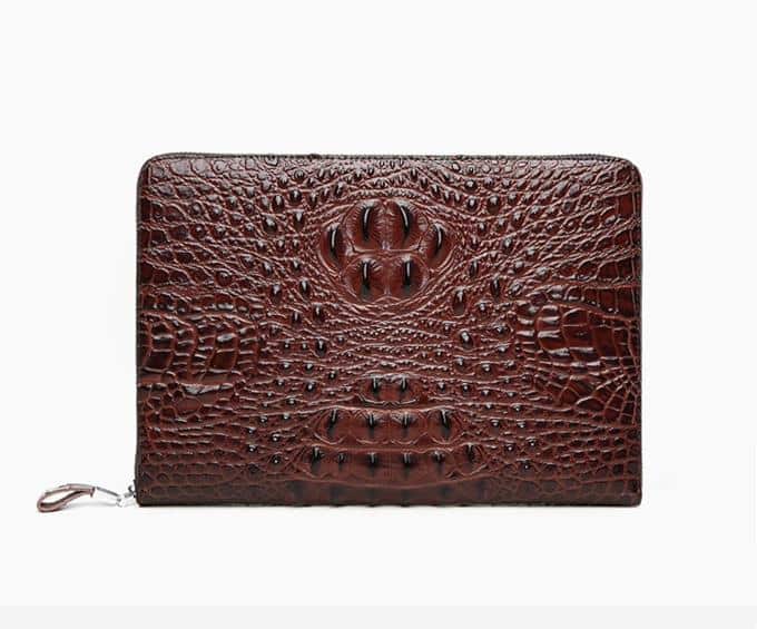 Clutch da bò dập vân cá sấu màu nâu CT25-N 23 Clutch da bò dập vân cá sấu màu nâu CT25-N