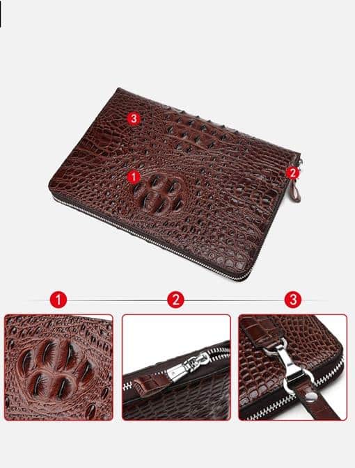 Clutch da bò dập vân cá sấu màu nâu CT25-N 15 Clutch da bò dập vân cá sấu màu nâu CT25-N