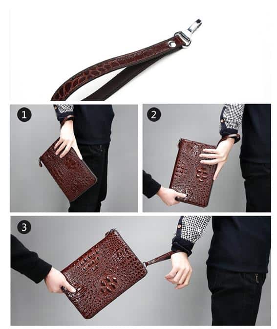 Clutch da bò dập vân cá sấu màu nâu CT25-N 17 Clutch da bò dập vân cá sấu màu nâu CT25-N