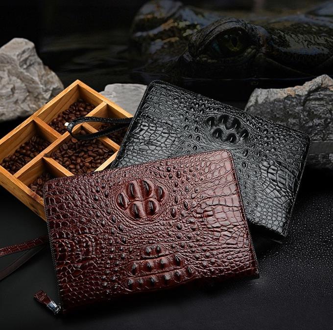 Clutch da bò dập vân cá sấu màu nâu CT25-N 14 Clutch da bò dập vân cá sấu màu nâu CT25-N