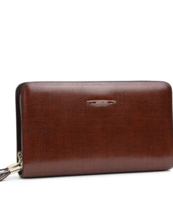 Clutch cầm tay 2 ngăn khóa màu nâu VOC18