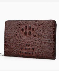 Clutch da bò dập vân cá sấu màu nâu CT25-N