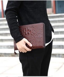Clutch da bò dập vân cá sấu màu nâu CT25-N 2 clutch da bo dap van ca sau mau nau ct25 n 7