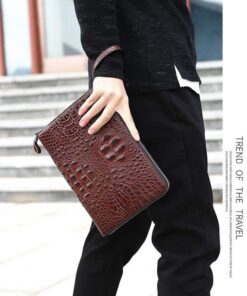 Clutch da bò dập vân cá sấu màu nâu CT25-N 3 clutch da bo dap van ca sau mau nau ct25 n 8