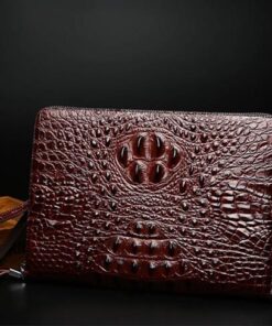 Clutch da bò dập vân cá sấu màu nâu CT25-N 4 clutch da bo dap van ca sau mau nau ct25 n 9