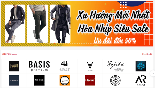 Một Shopee Mall điển hình của Shopee