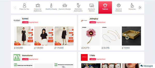 Lazada Mall cũng đa dạng không kém Shopee
